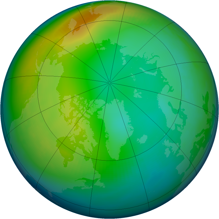 Arctic ozone map for December 1982